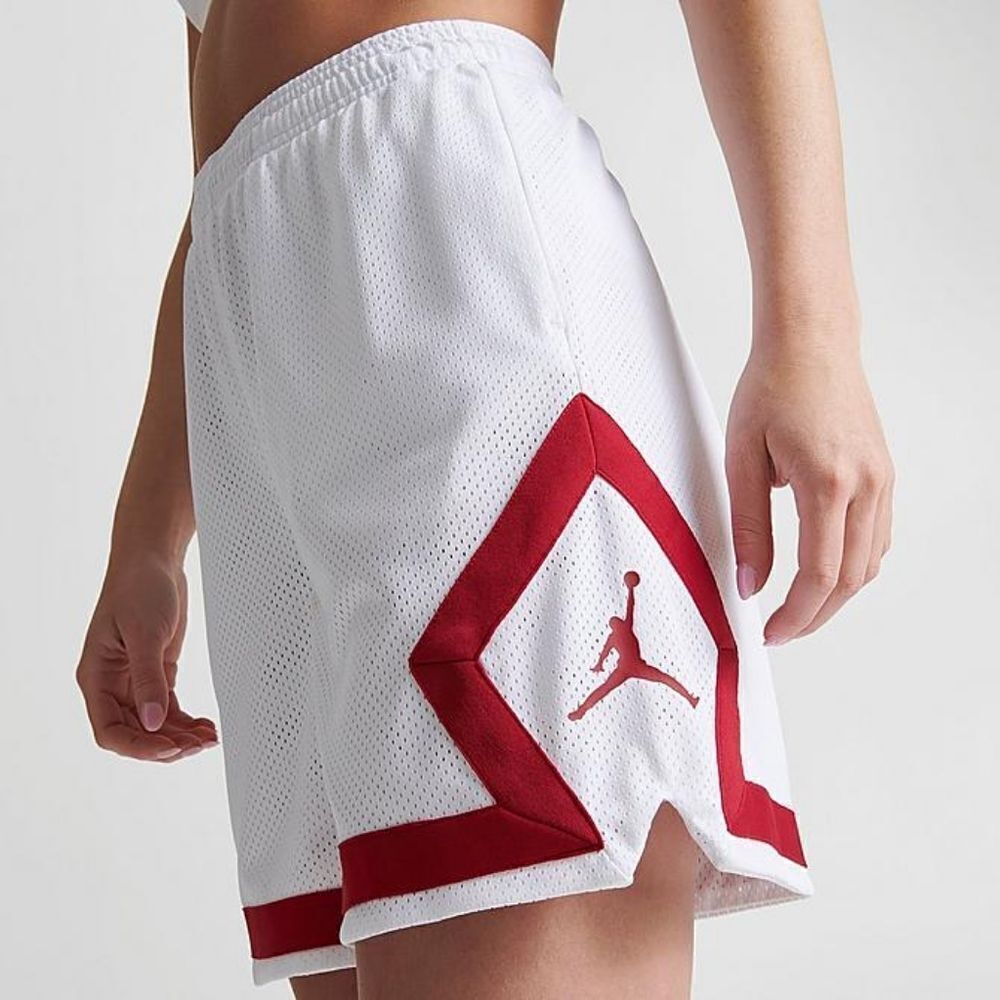 Jordan Heritage Diamond Basketball Shorts White Red DO5032-100 Women's Large L